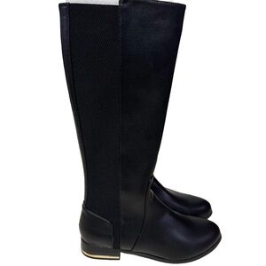 Kensie Tayson Black Knee-High Women's Boots sz 10 gold trim heel